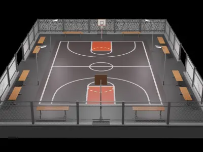 Basketball court A2 Low-poly 3D model
