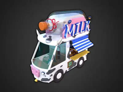 Asset - Cartoons - Food Car Milk 3D model
