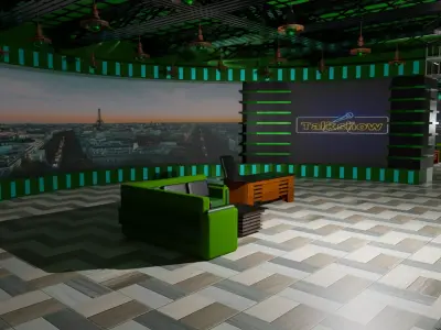Talk Show TV Studio Low-poly 3D model
