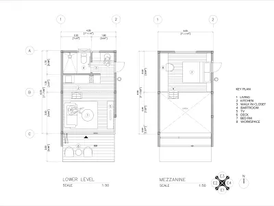 Tiny House Plan 36 sqm Modern Cabin PDFand CAD Files Low-poly 3D model