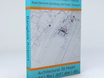 Bangkok Suvarnabhumi BKK Airport Roads Buildings Public Trans 3D model