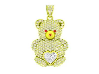 A7831 Luxury Teddy Bear Pave Pendant with Heart Design 3D print model