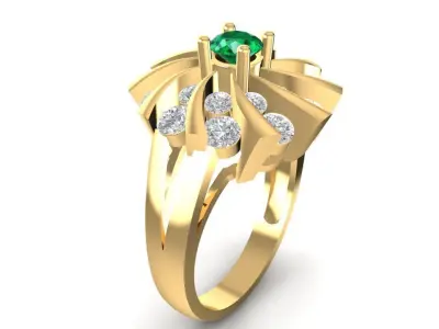 Luxury Flower Diamond Ring for Women 1706 3D print model