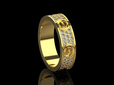 Love Diamonds Ring 19 Size N158 3D print model