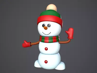 Snowman Cute Stylized Low-poly 3D model
