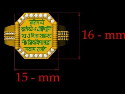 Diamond Rajmudra Ring - 0011 3D print model