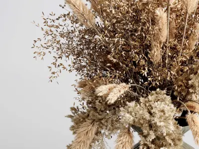 pampas dry flowers in a concrete vase bouquet 52 3D model