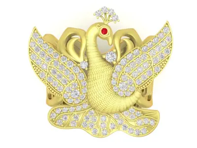 Majestic Phoenix Bird Statement Ring for Men and Women  3503 3D print model