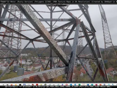 Transmission Tower 22 Meter Rusty Version Low-poly 3D model