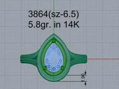 Pear Solitaire Ring 3864 3D print model