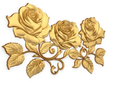 mural classic flowers decor ornament 03 3D model