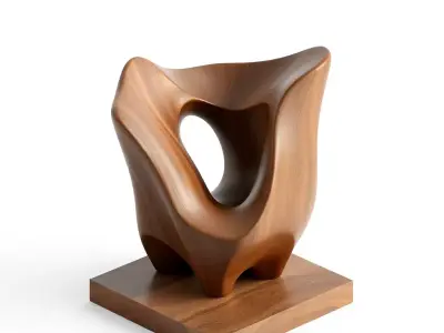 Modern Abstract Wooden Art Sculpture Low-poly 3D model