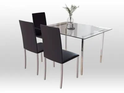 Glass Dining Table Low-poly 3D model