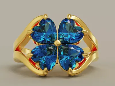 Heart shape flower ring 3D print model