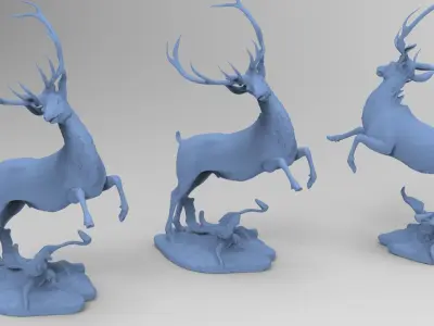 Sculpted Winter deer 3D model