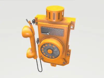 Old Yellow Phone Low-poly 3D model