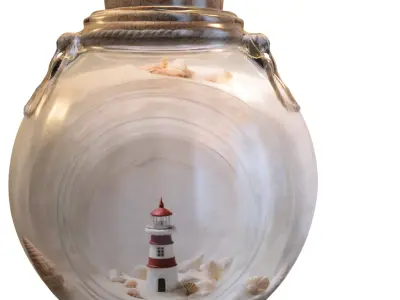 Miniature Lighthouse in Glass Jar Diorama Low-poly 3D model