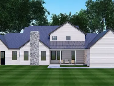 Ranch Farmhouse 3D Model  Classic American Country Home Exterior 3D model