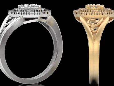 Lux ring silver gold sterling printable jewelry 3D model 3D print model 10