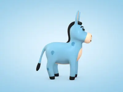 Cute Cartoon Donkey Low-poly 3D model