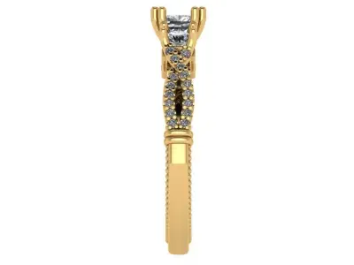 three stone solitare luxury ring  3D print model