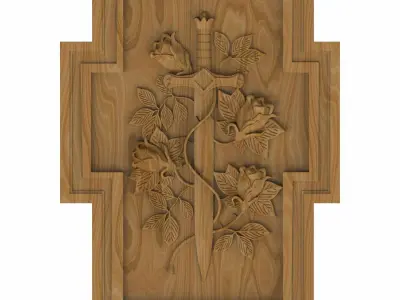 Carved panel painting STL 3D model 30