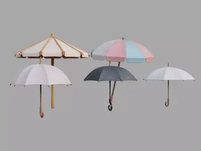 Umbrella Pack Collection Low-poly 3D model