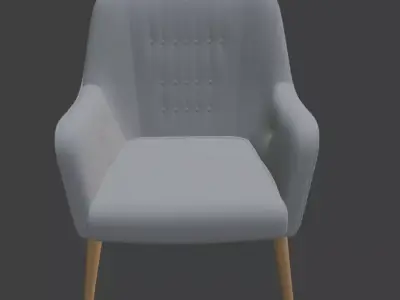 Scandinavian Grey Tufted Armchair 3D model