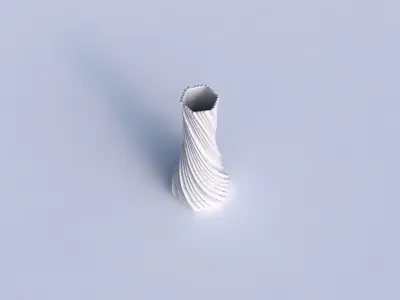 Vase twisted squeezed hexagon with strange tiles 3D print model