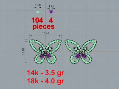  earrings puset BUTTERFLY N - 10 Free 3D print model
