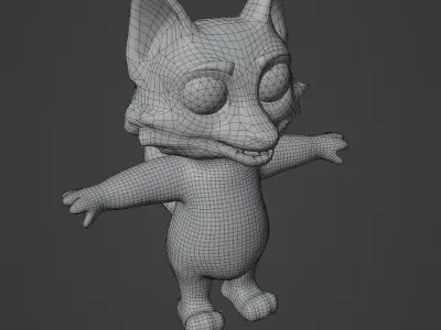 Cartoon Silver Fox Rigged 3D Model Low-poly 3D model