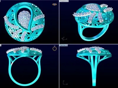  Mesh flower ring - Italian rings - Womens Rings - N6340 3D print model