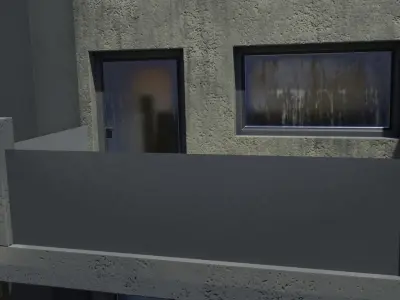 Apartment block with balcony dirty Low-poly 3D model