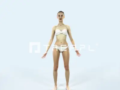Beauty D Beach Animated Rigged Sports Woman Low-poly 3D model