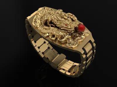 DRAGON BRACELET WITH BUTTERFLY CLASP 3D print model
