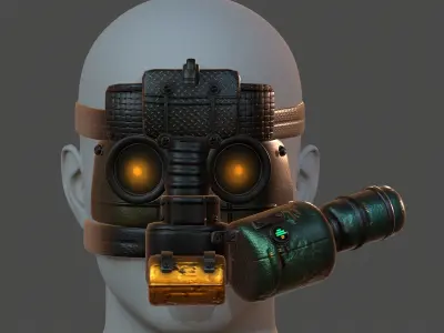 Gas mask helmet 3d model scifi Low-poly  Low-poly 3D model