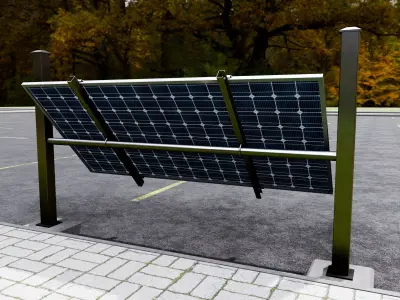 Solar-Powered-Tracking System Wall Models Low-poly 3D model