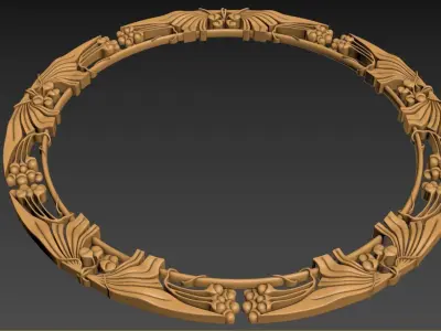 Art Nouveau circle frame 2 3D print model