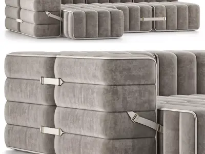 Curt Set 5 e g Flexible 2 seater with armrests Barcelona Low-poly 3D model