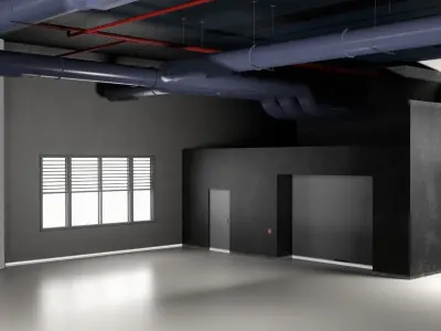 GARAGE car studio interior Warehouse 3D model 3D model