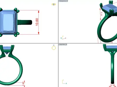 Radiant split open shank concept ring  3D print model