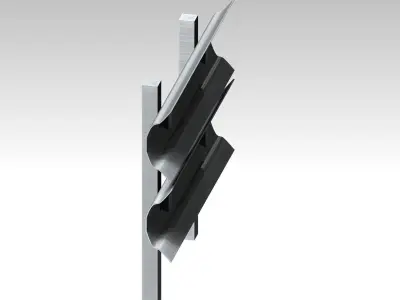 Metal beam crash barrier Low-poly 3D model