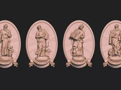 The Four Evangelist Relief - Collection -  CNC -  3D print model