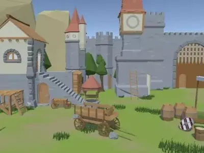 Cartoon Low Poly Village  Free low-poly 3D model