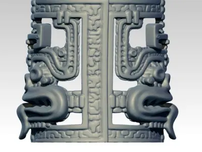 Woodoo Mayan Maori Carved Detailed Ring 3D print model