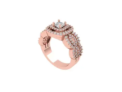 Solitaire Engagement Art Deco Ring 3D print model 6