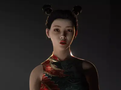 The Silk Dragon Elegant Asian Woman 3D Character Fully Rigged Low-poly 3D model