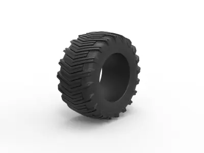 Pulling tractor rear tire 12 Scale 1 to 25 3D print model