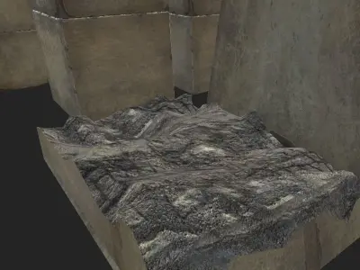 Concrete Supports Block Low-poly 3D model