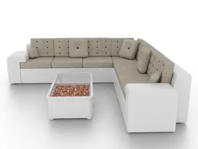 white sofa  Free low-poly 3D model